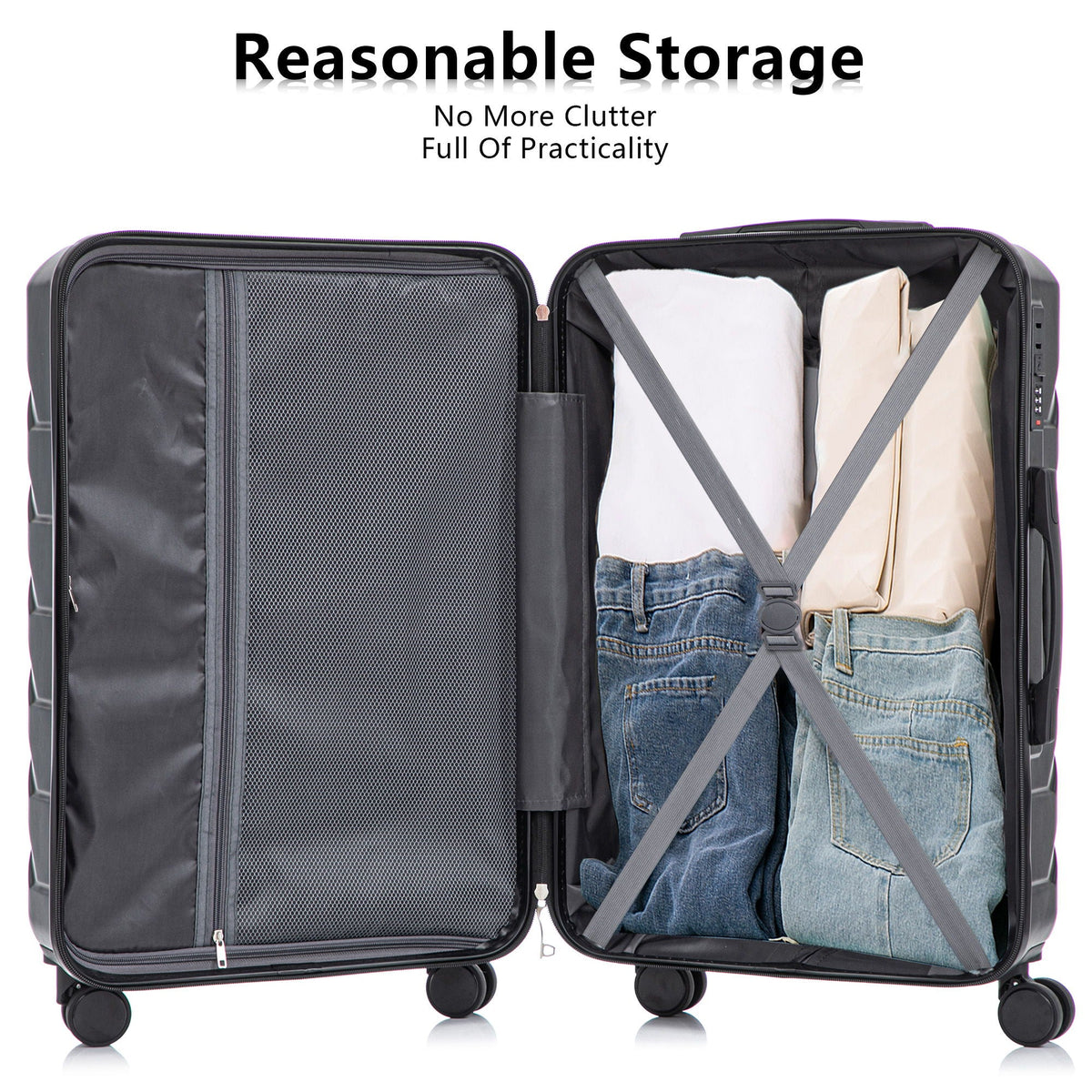 HouseOfZazla 3-piece spinner wheel luggage set with combination locks