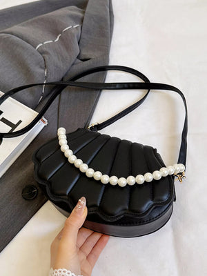 Shell-Shaped Pearl Decor Crossbody Bag - Farnelli
