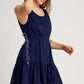 Umgee Frill Drawstring Waist Round Neck Mini Tank Dress - Farnelli