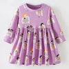 Children's Angel Print Long Sleeve Casual Dress - Lavender