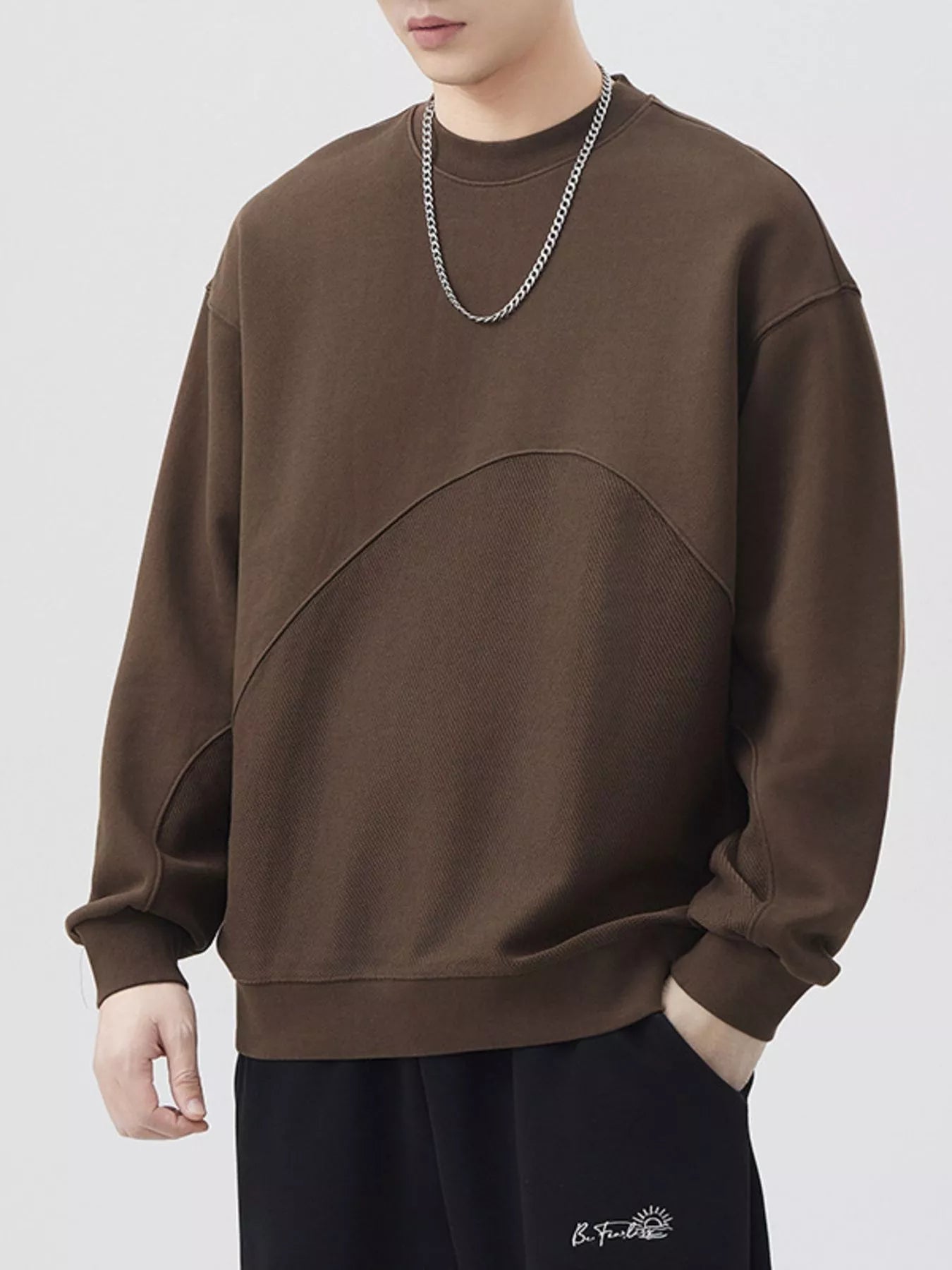 Men's Plus Size Round Neck Long Sleeve Sweatshirt - Farnelli