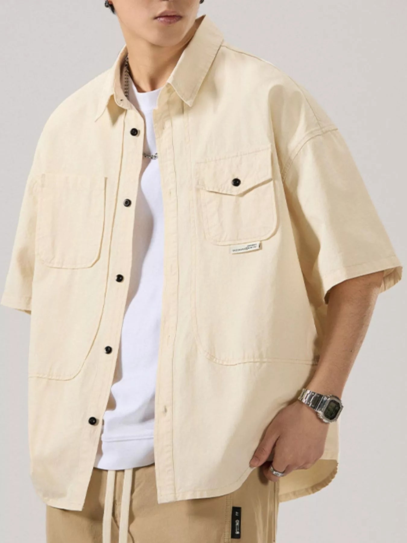 Men's Full Size Button Up Half Sleeve Shirt Plus Size - Farnelli