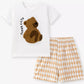 Children's Bear Graphic Tee & Diamond Pattern Shorts Set - Farnelli