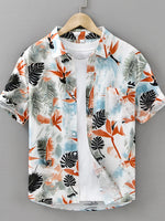 Men's Plus Size Printed Short Sleeve Button-Up Shirt - Farnelli