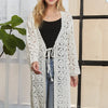 ADORA Long Sleeves Crochet Elastic Cardigan - IVORY