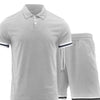 Men's Short Sleeve Polo and Shorts Set - Light Gray