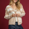 Umgee Cable-Knit Stripe Button-Up Cardigan - Taupe
