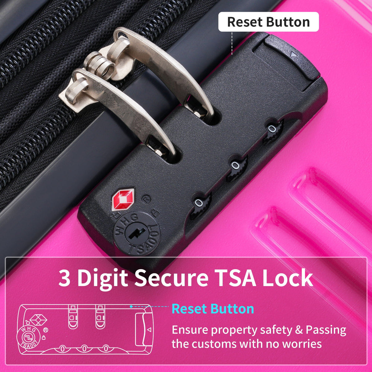 HouseOfZazla gradient color hardshell luggage set with spinner wheels and TSA lock in light blue or purple