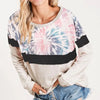 BiBi Mix And Match Color French Terry Wide Neck Top - TIE DYE