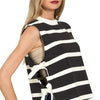 Zenana Side Tie Stripe Sweater Vest - BLACK