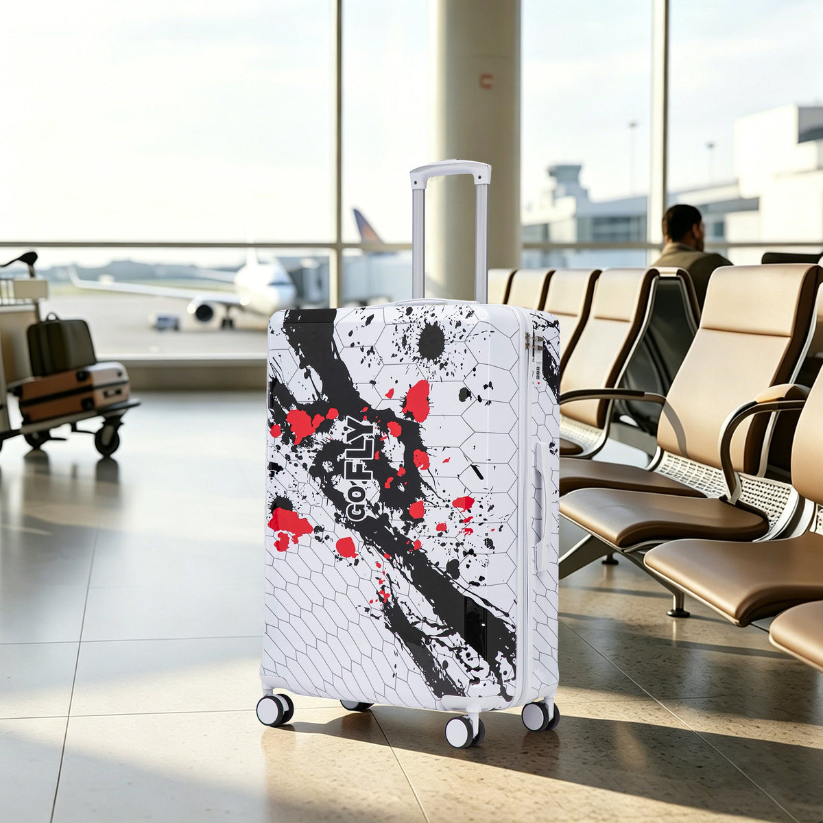 HouseOfZazla 28-inch gray polycarbonate spinner luggage with combination lock