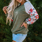 Bailey Patchwork Long Sleeve Ribbed Blouse - Farnelli