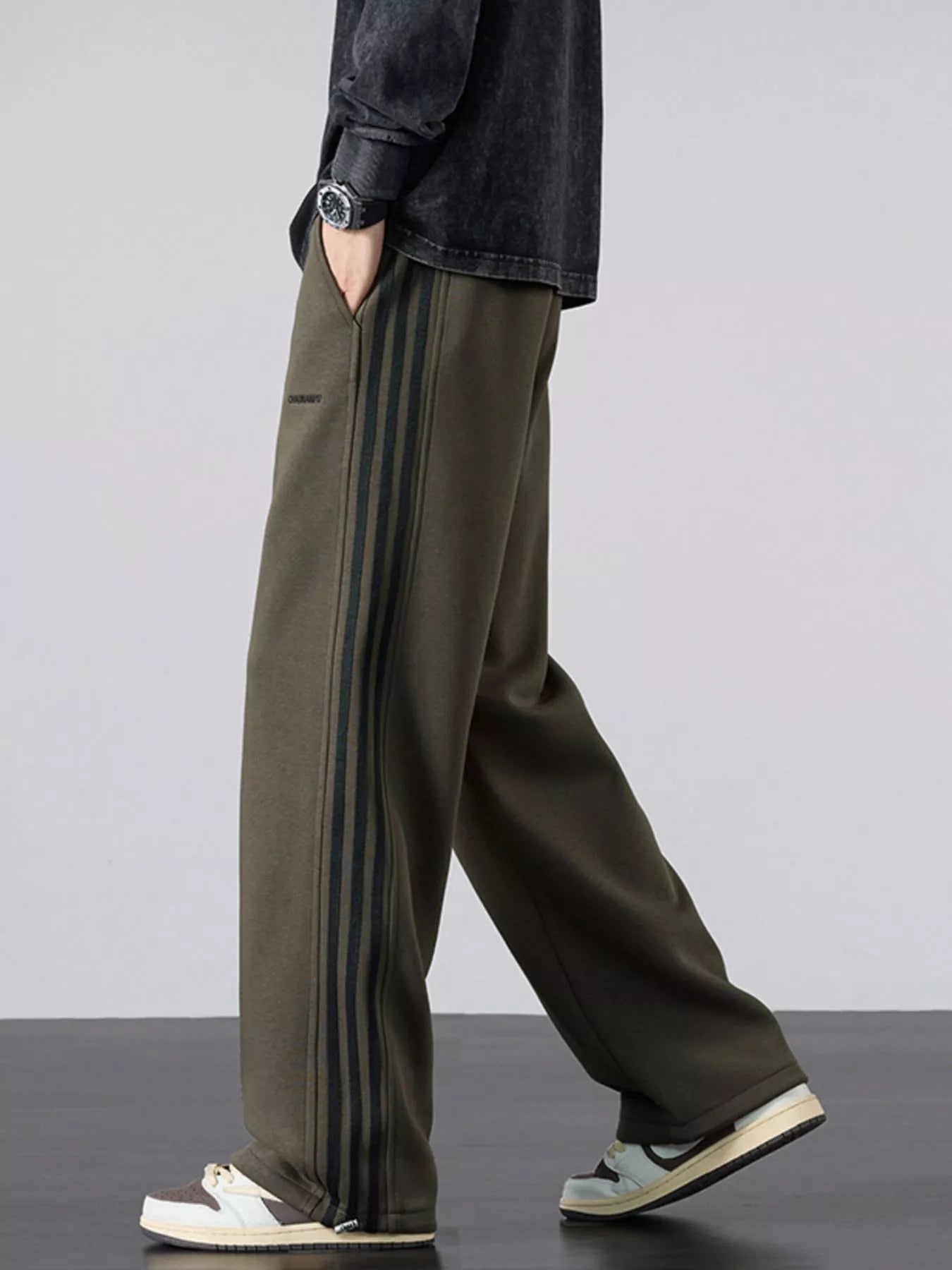 Men's Plus Size Casual Striped Wide Leg Sweatpants - Farnelli