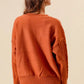 SO ME Embroidered Flower Cable Knitted Sweater - Farnelli