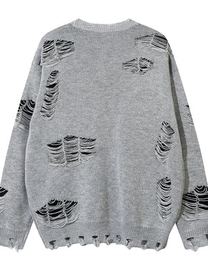 Men's Distressed Chain Detail Oversized Sweater - Farnelli