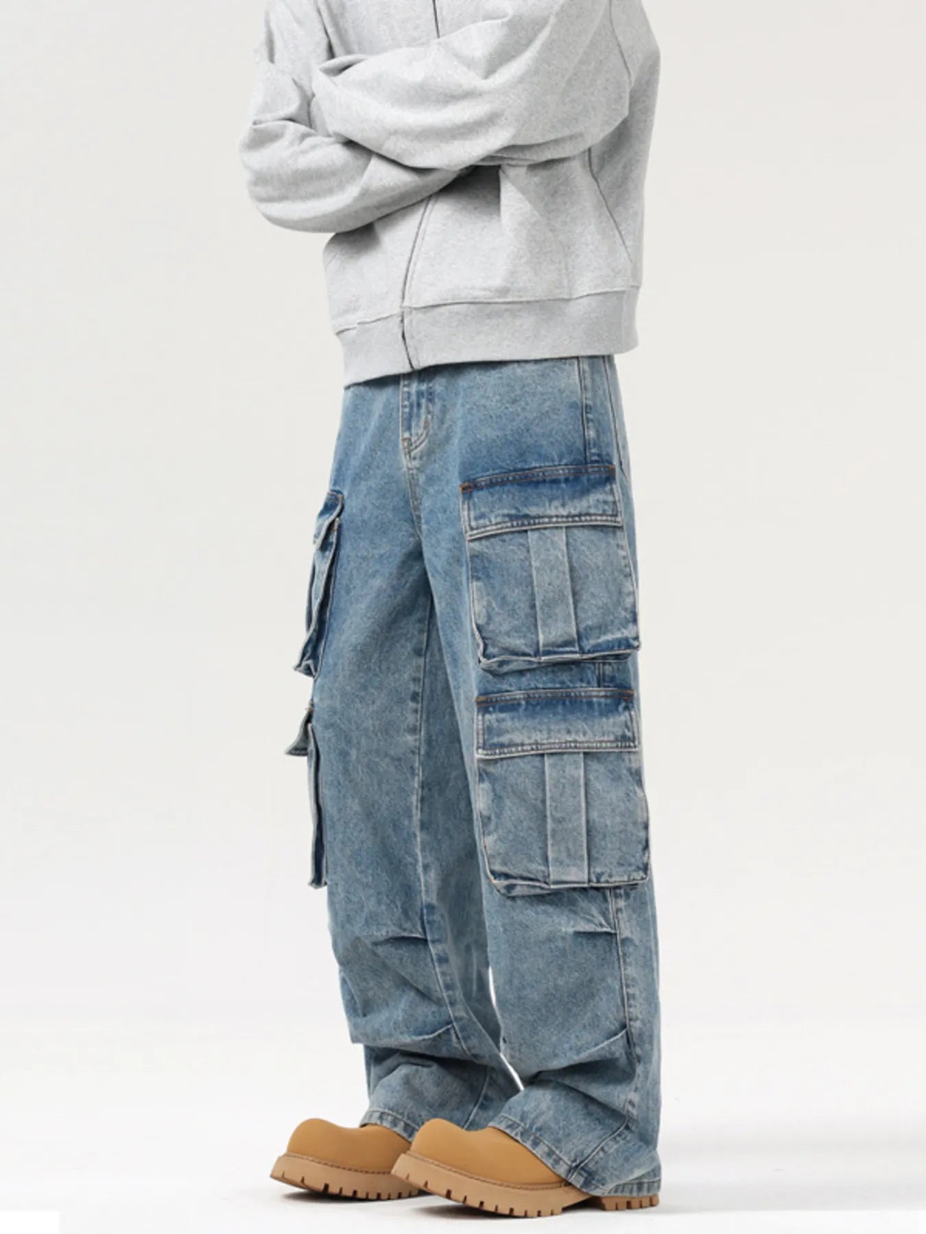 Men's Wash Multi-Pocket Cargo Jeans - Farnelli