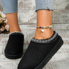 Round Toe Platform Slippers - Black