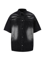 Men's Plus Size Button Up Short Sleeve Denim Shirt - Farnelli