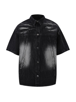Men's Plus Size Button Up Short Sleeve Denim Shirt - Farnelli