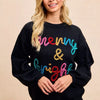 BiBi Tinsel Lettering Christmas Sweater - BLACK/MULTI