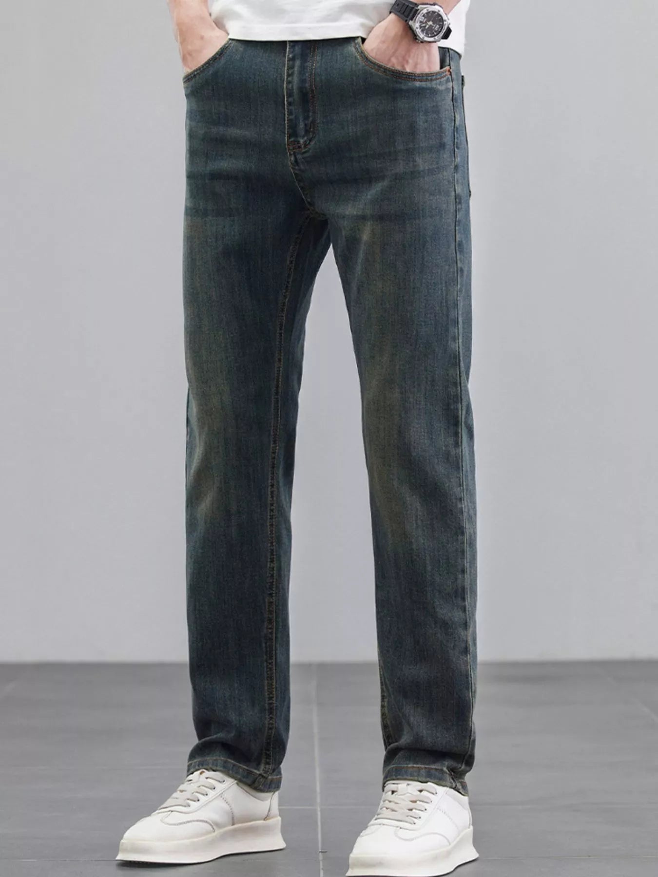 Men's Washed Straight Leg Fit Jeans - Farnelli