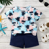 Children's Tropical Palm Tree Print Outfit Set - Blue