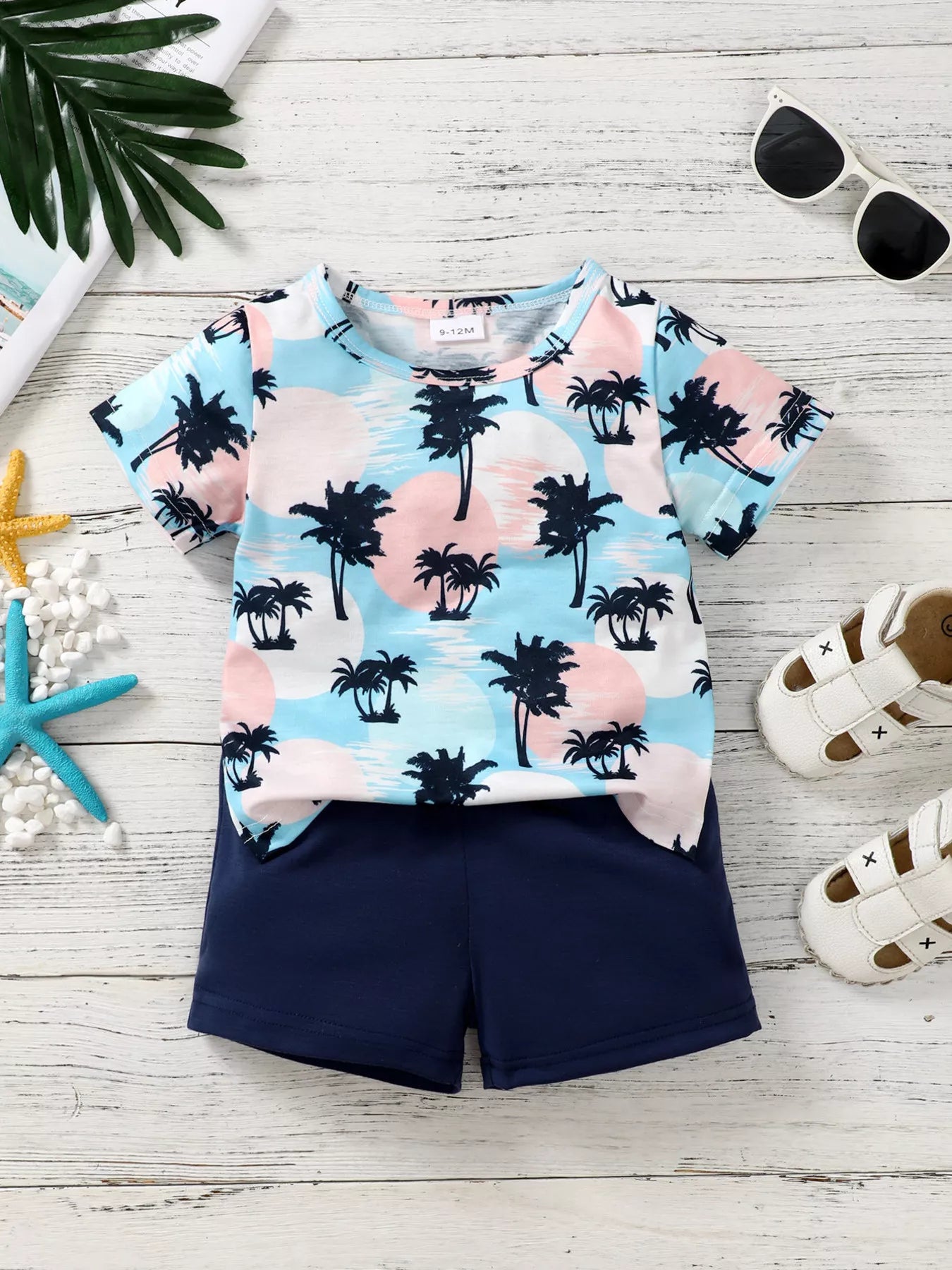 Children's Tropical Palm Tree Print Outfit Set - Farnelli