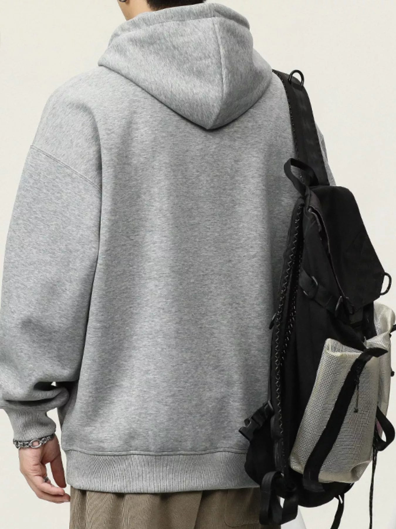 Men's Plus Size Drawstring Letter Dropped Shoulder Hoodie - Farnelli