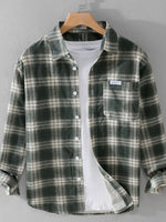 Men's Plus Size Plaid Button Up Long Sleeve Shirt - Farnelli