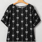 Aviana Bow Print Puff Short Sleeve Top - Farnelli