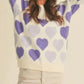 Heart Ribbed Hem Long Sleeve Sweater - Farnelli