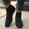 Mesh Knit Ankle Boots with Stretch Comfort Fit - Black