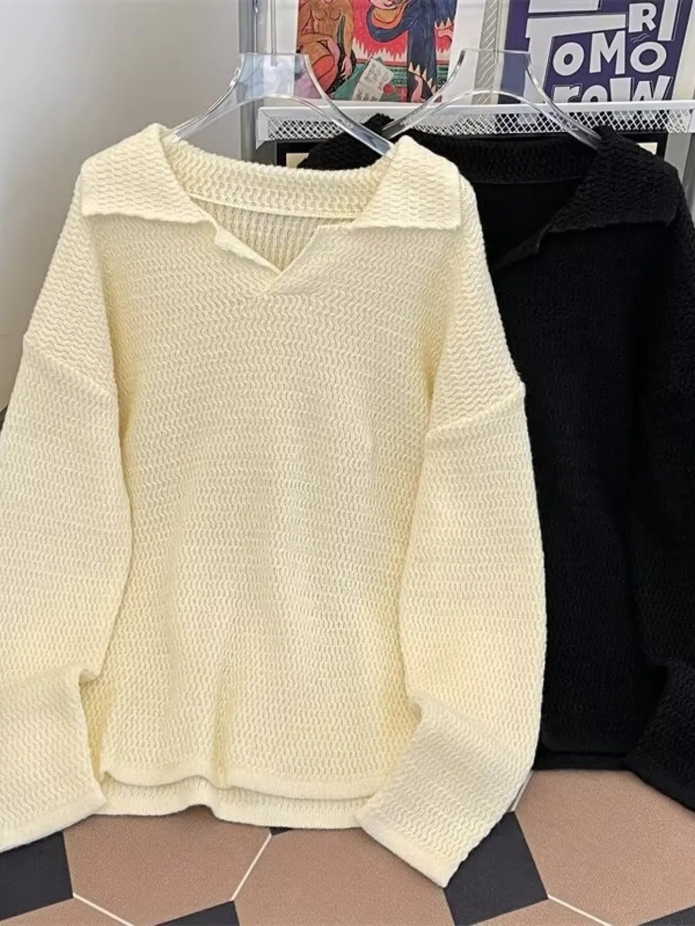 Men's Textured Knit Polo Collar Sweater - Farnelli