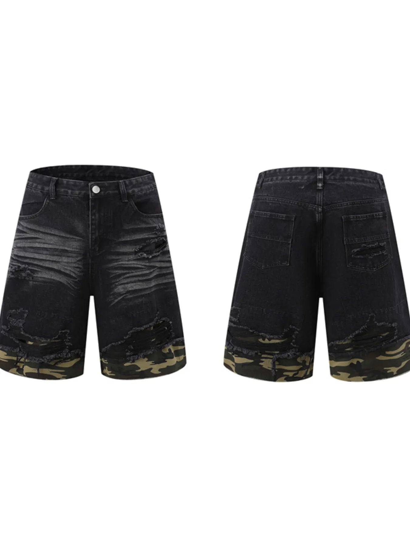 Men's Distressed Camouflage Denim Shorts - Farnelli
