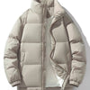 Men's Plus Size Zip Up Winter Puffer Jacket - Beige