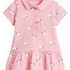 Children's Button Detail Short Sleeve Dress - Dusty Pink
