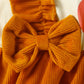Children's Pumpkin Print Ruffle Dress with Bow Headband - Farnelli
