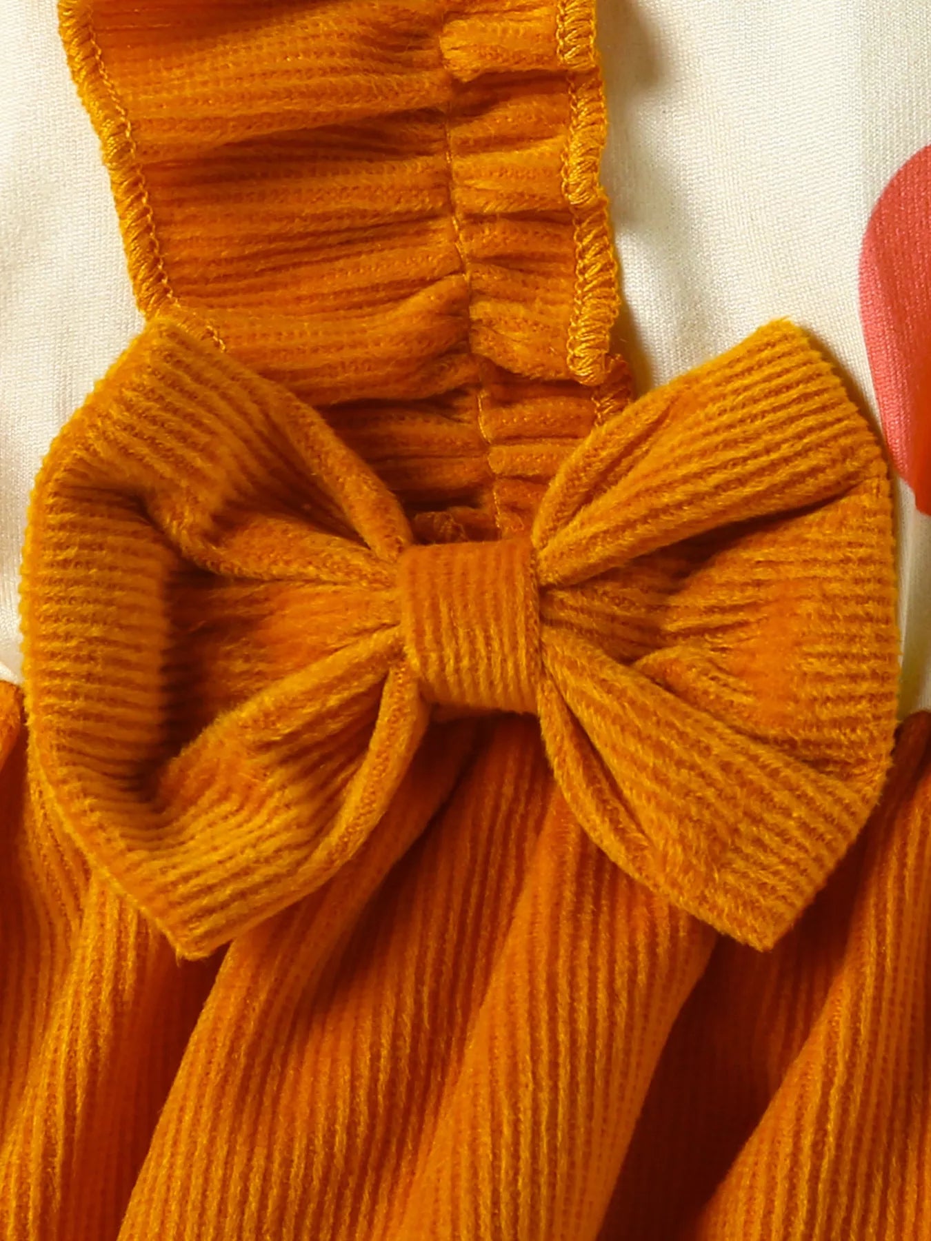 Children's Pumpkin Print Ruffle Dress with Bow Headband - Farnelli