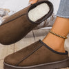 Round Toe Platform Slippers - Brown