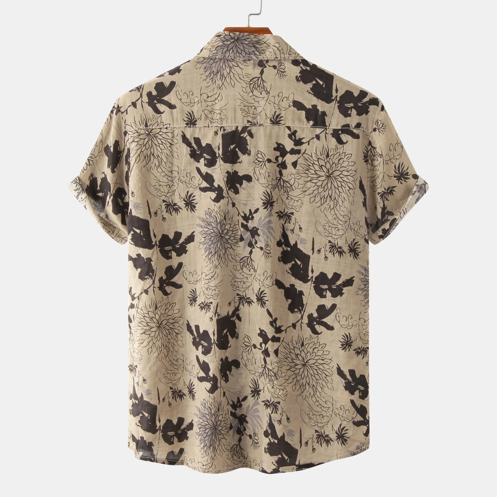 Men's Plus Size Floral Print Short Sleeve Button Down Shirt - Farnelli
