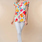 White Birch Full Size Short Sleeve Floral Woven Top - Farnelli