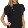Zenana Mock Neck Short Sleeve Sweater - BLACK