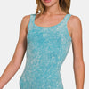 Zenana Ribbed Scoop Neck Tank - Ice Blue