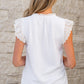 Amani Embroidered Ruffle Trim Textured Blouse - Farnelli