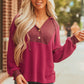 River Waffle Hooded Long Sleeve Top - Farnelli