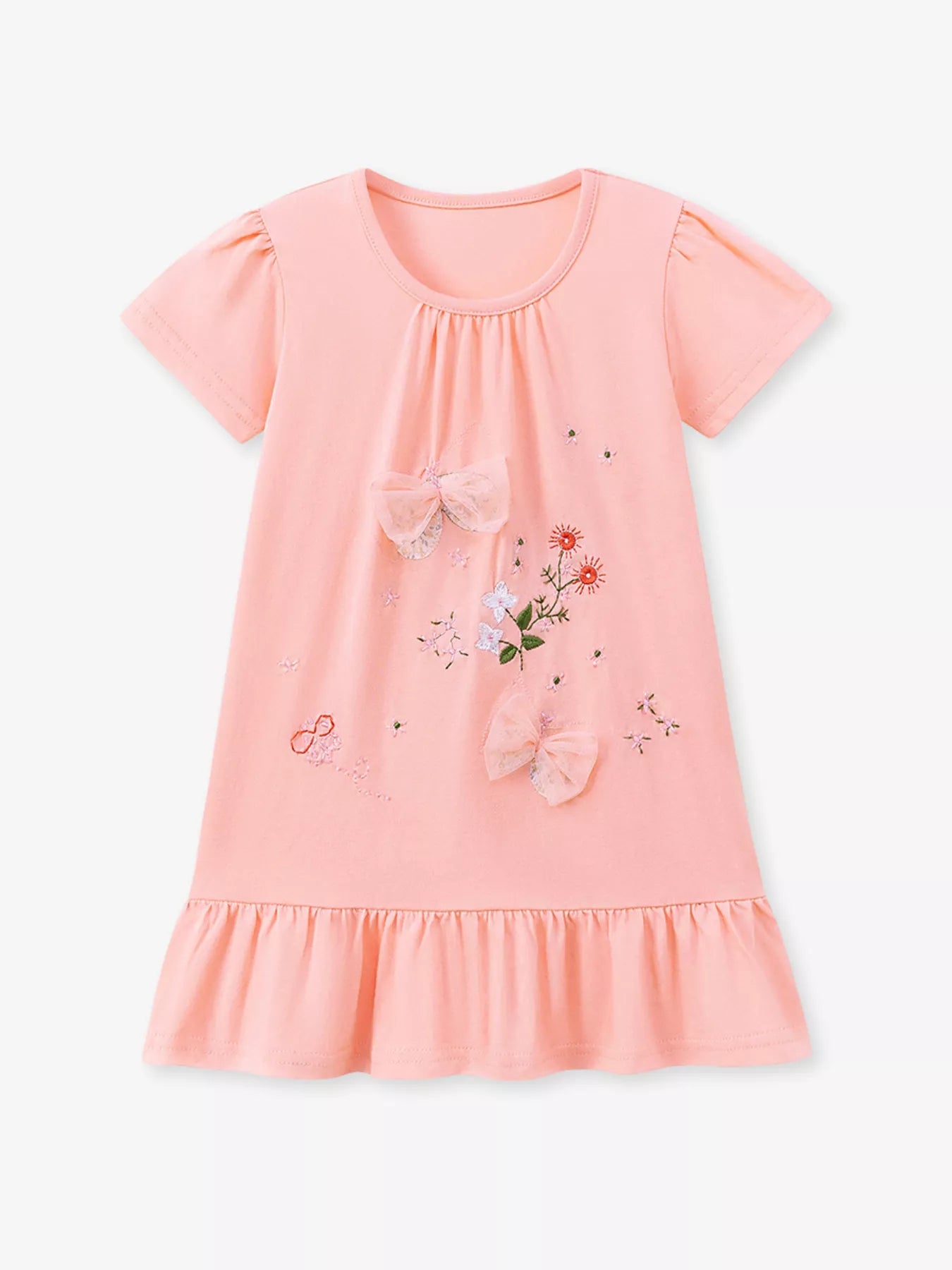 Children's Ruffled Hem Short Sleeve Dress - Farnelli