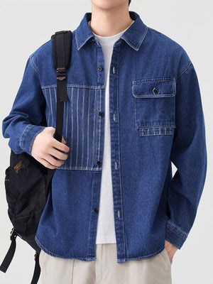 Men's Plus Size Button Up Casual Denim Shirt - Farnelli