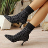 Mesh Point Toe Stiletto Boots - Black