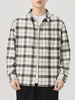 Men's Plus Size Plaid Button Up Long Sleeve Shirt - Farnelli
