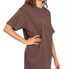 Zenana Short Sleeve Mini Tee Dress - BROWN